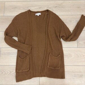 Pink Rose Camel Brown Knit Women's Cardigan. Size Medium